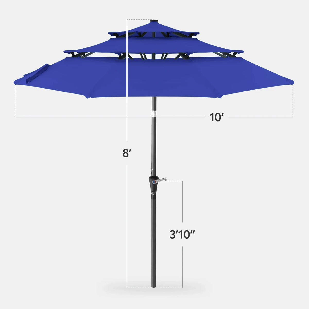 Best Choice Products 10ft 3-Tier Patio Umbrella, Market Sun Shade w/ Tilt Adjustment, Easy Crank - Red