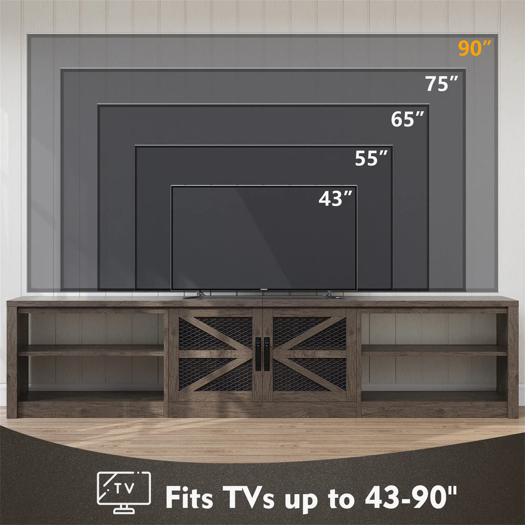 Planntonneo Mid-Century Modern Fluted TV Stand Wooden Media Console Entertainment Center for Living Room, Walnut Color