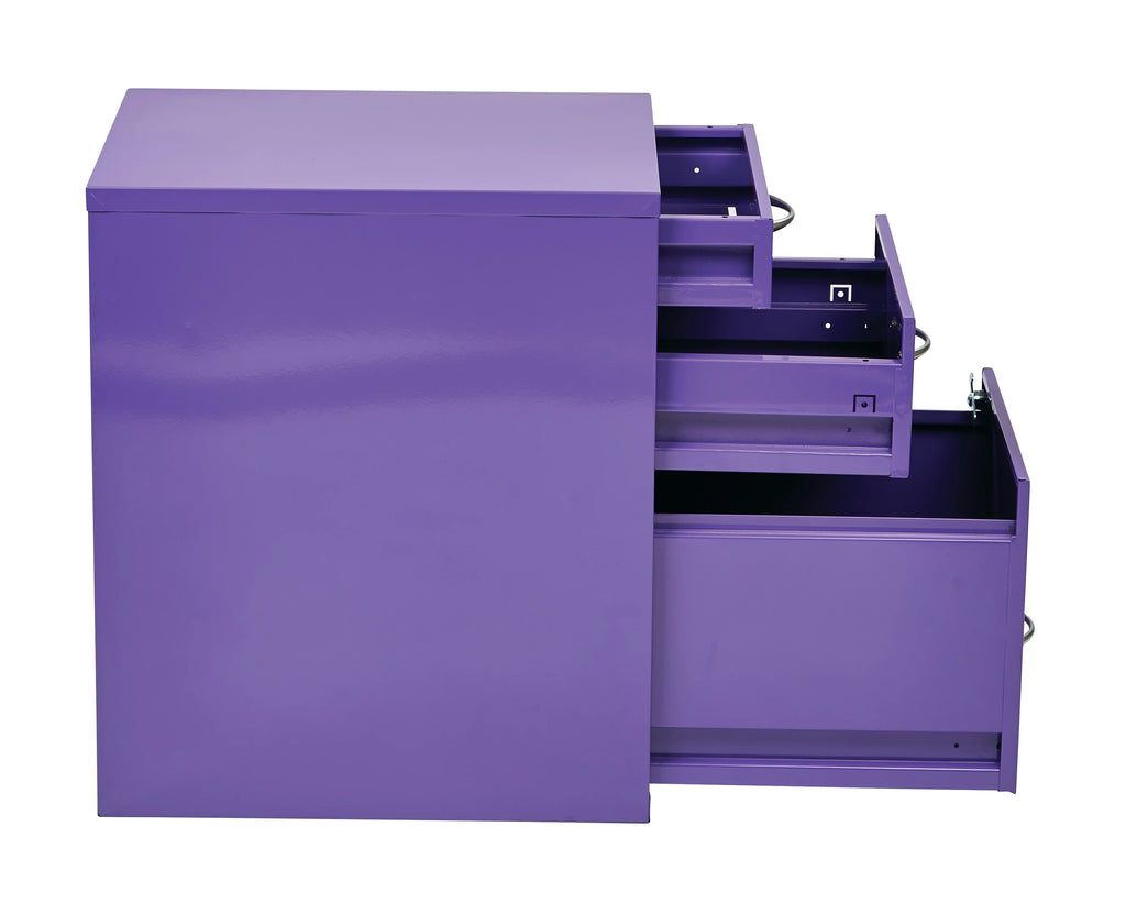 Osp Designs 3 Drawer Vertical Metal Lockable Filing Cabinet, Purple