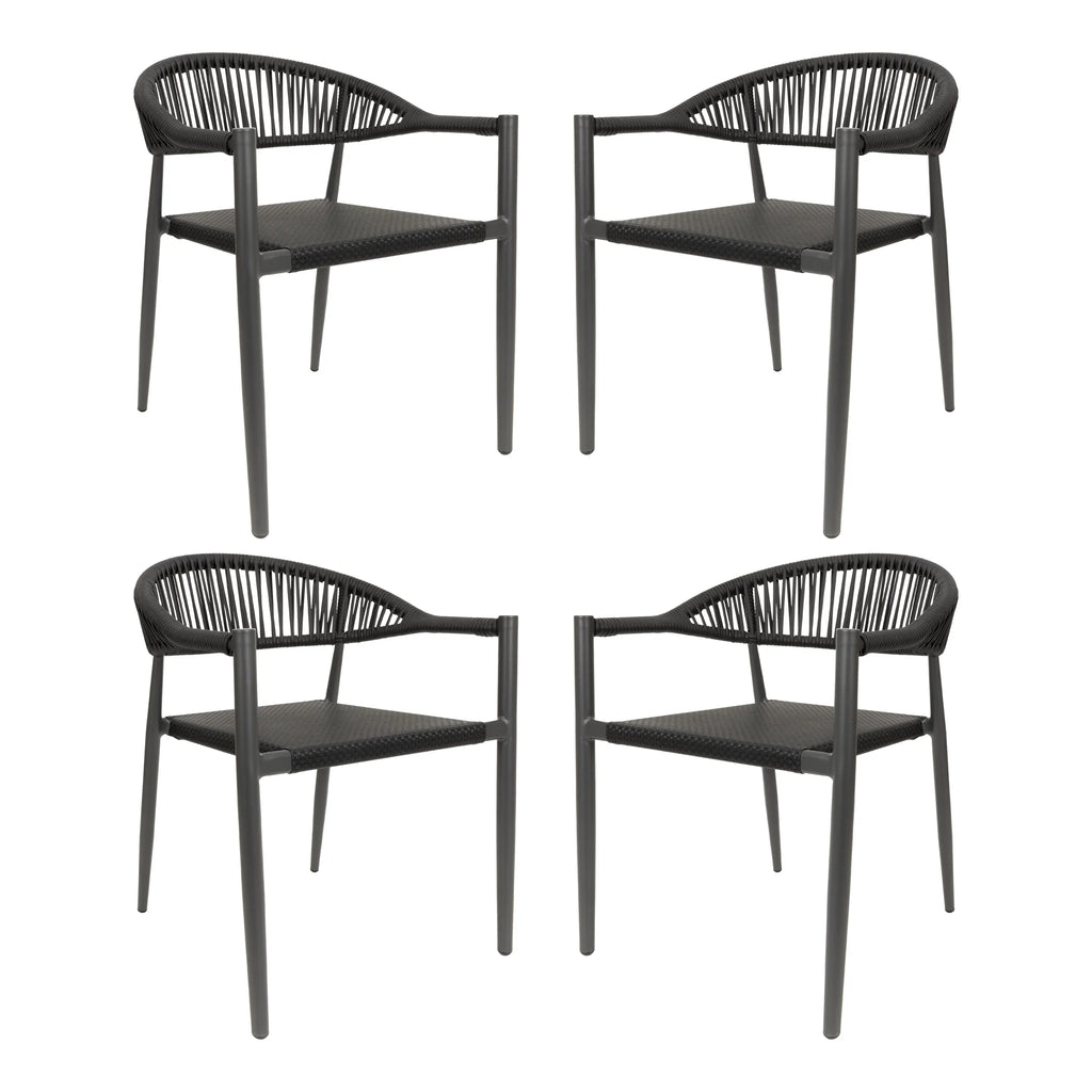 Vmopu New Set of 4 Gray Outdoor Stackable Dining Chair, PE Rattan for Bistro Restaurant Garden