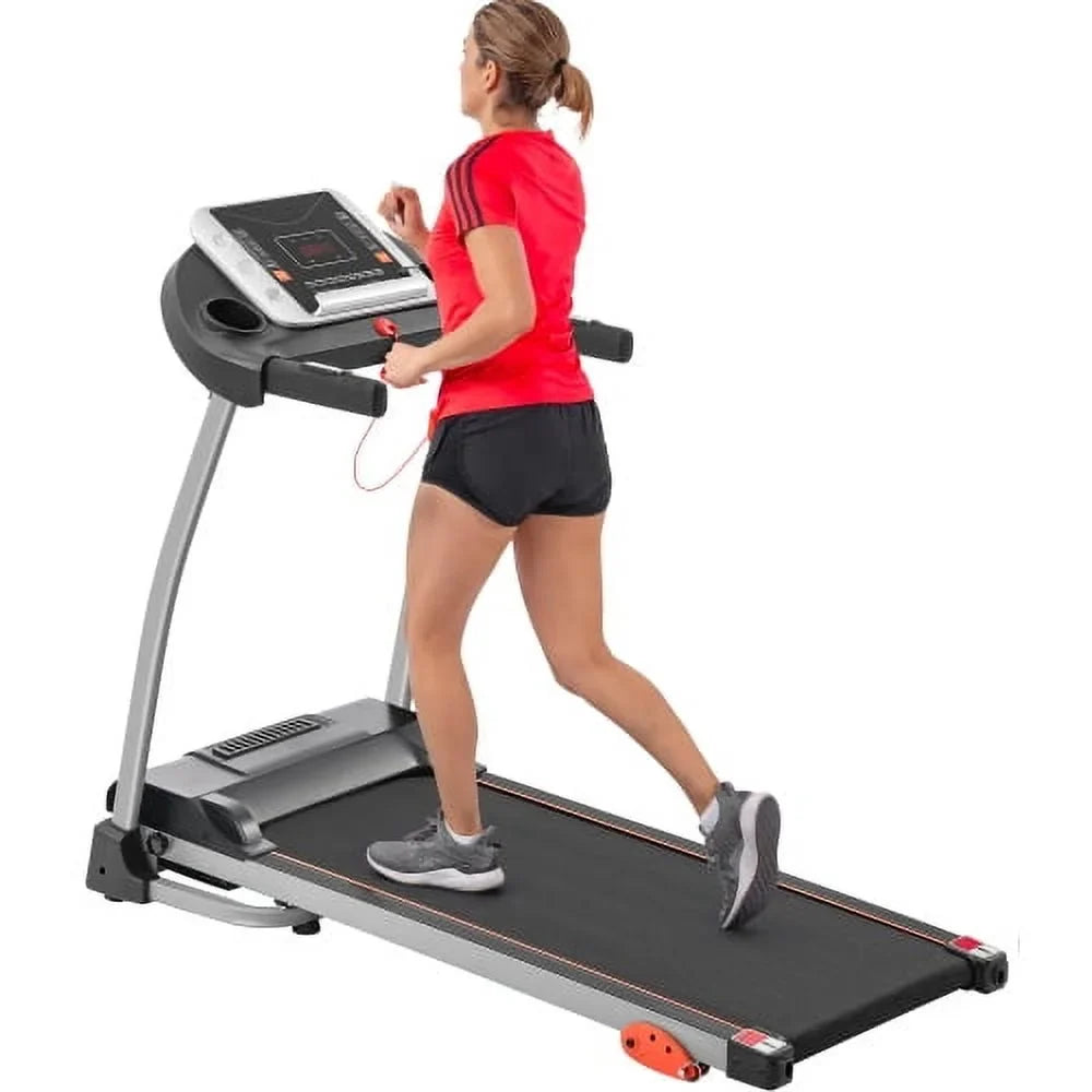 EUROCO Folding Treadmill with 7.5mph Speed, Portable Running Walking Compact Exercise Machine with 12 Preset Program, 3-Level Incline, Device Holder and Pulse Sensor for Home