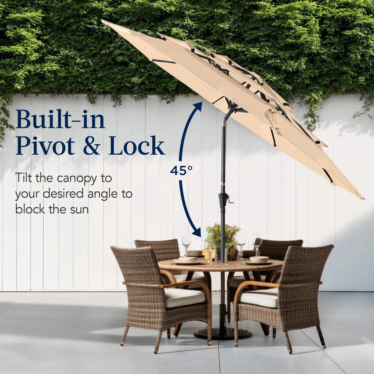 Best Choice Products 10ft 3-Tier Patio Umbrella, Market Sun Shade w/ Tilt Adjustment, Easy Crank - Red