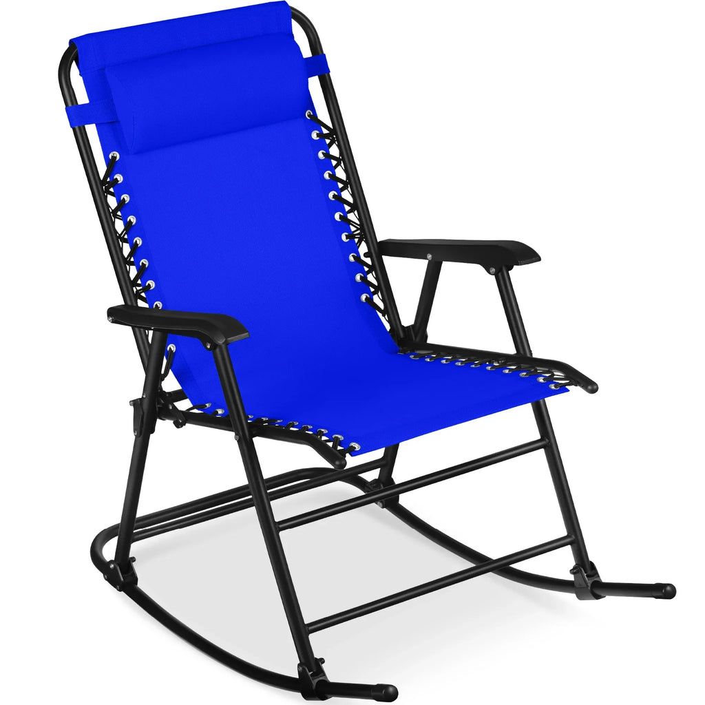 Best Choice Products Folding Outdoor Zero Gravity Rocking Lounge Chair w/ Headrest Pillow - Black