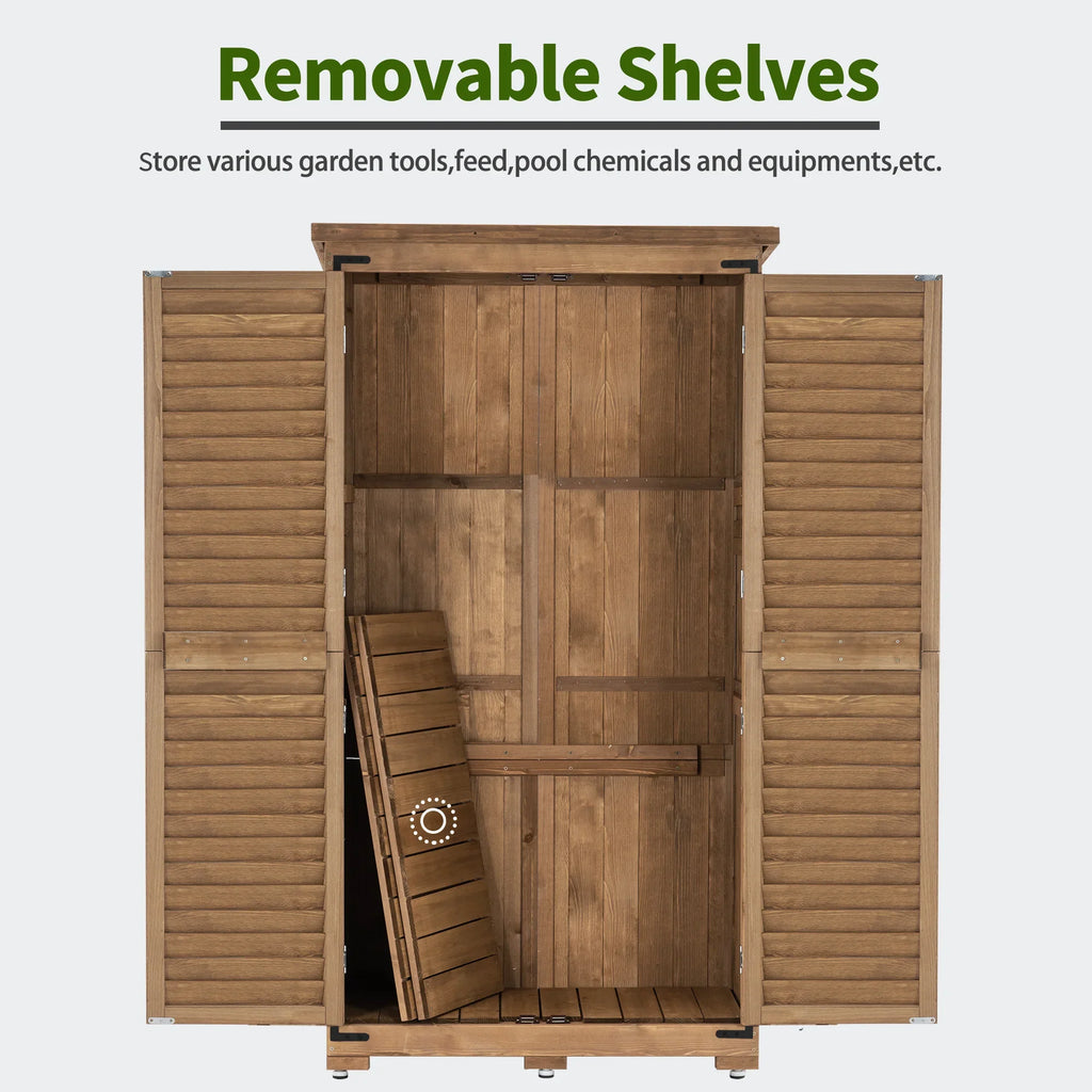 MCombo Tall Garden 1.52 x 2.85 ft. Wood Storage Shed, Brown