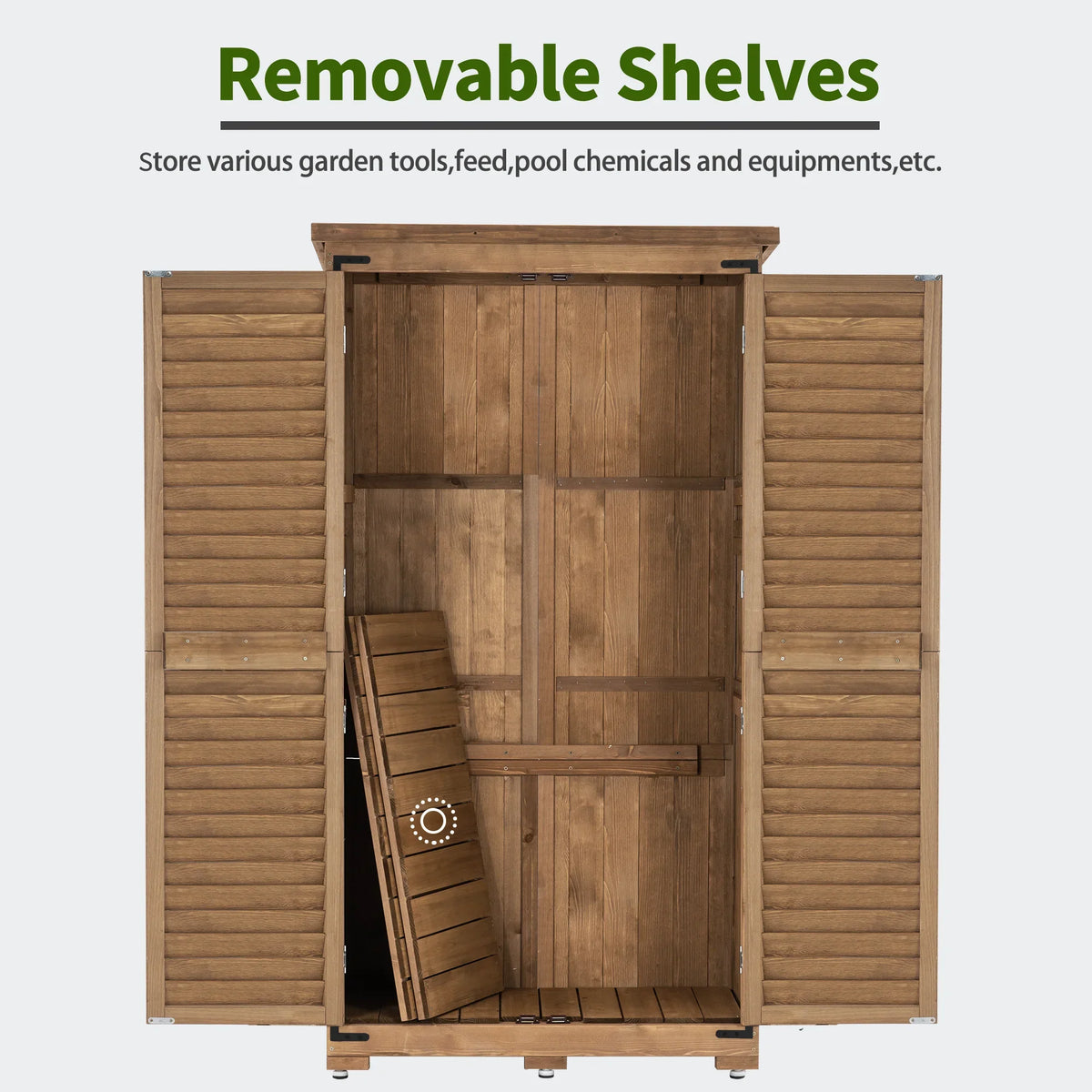 MCombo Tall Garden 1.52 x 2.85 ft. Wood Storage Shed, Brown