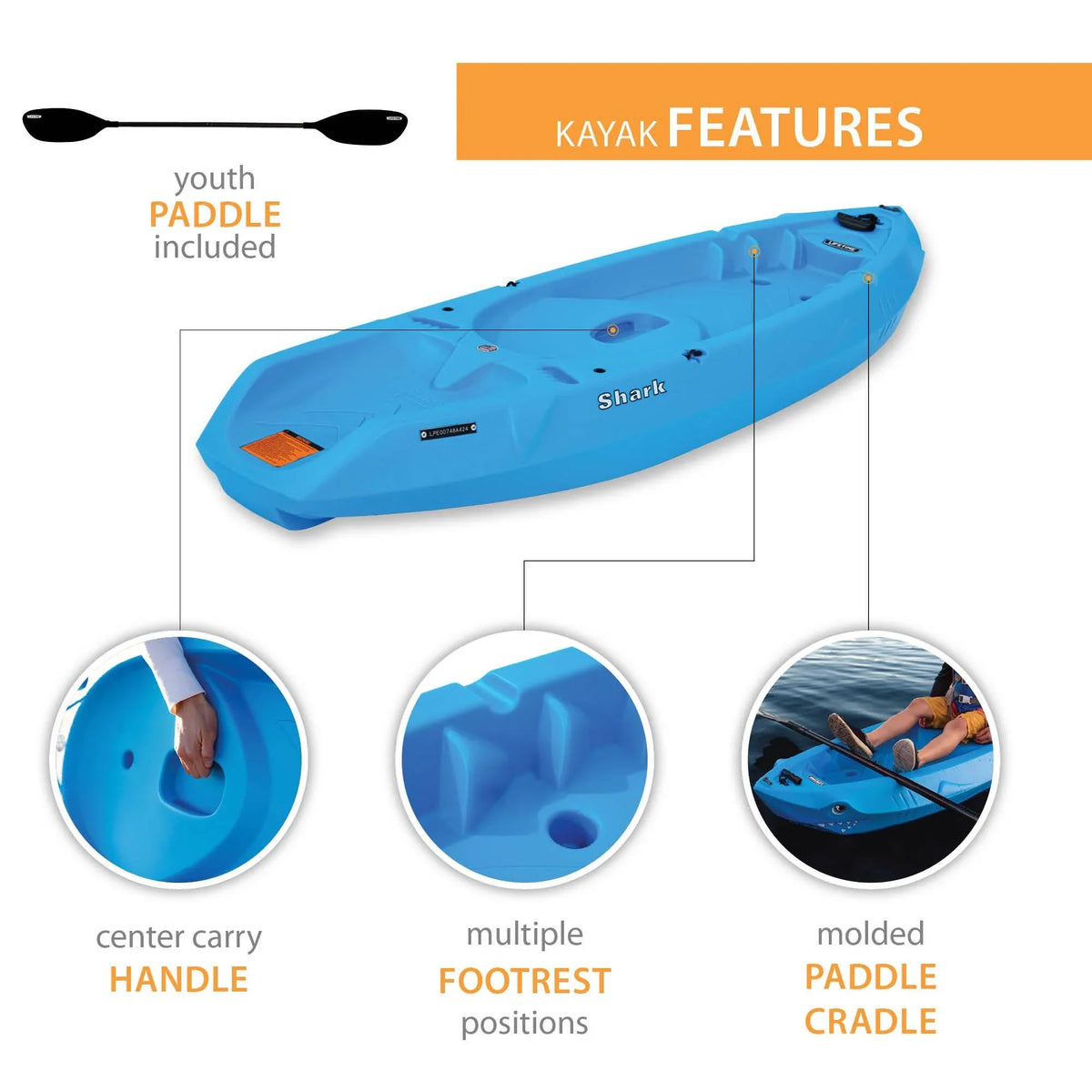 Lifetime Youth Shark 6 ft. Kayak, Picton Blue (91355)