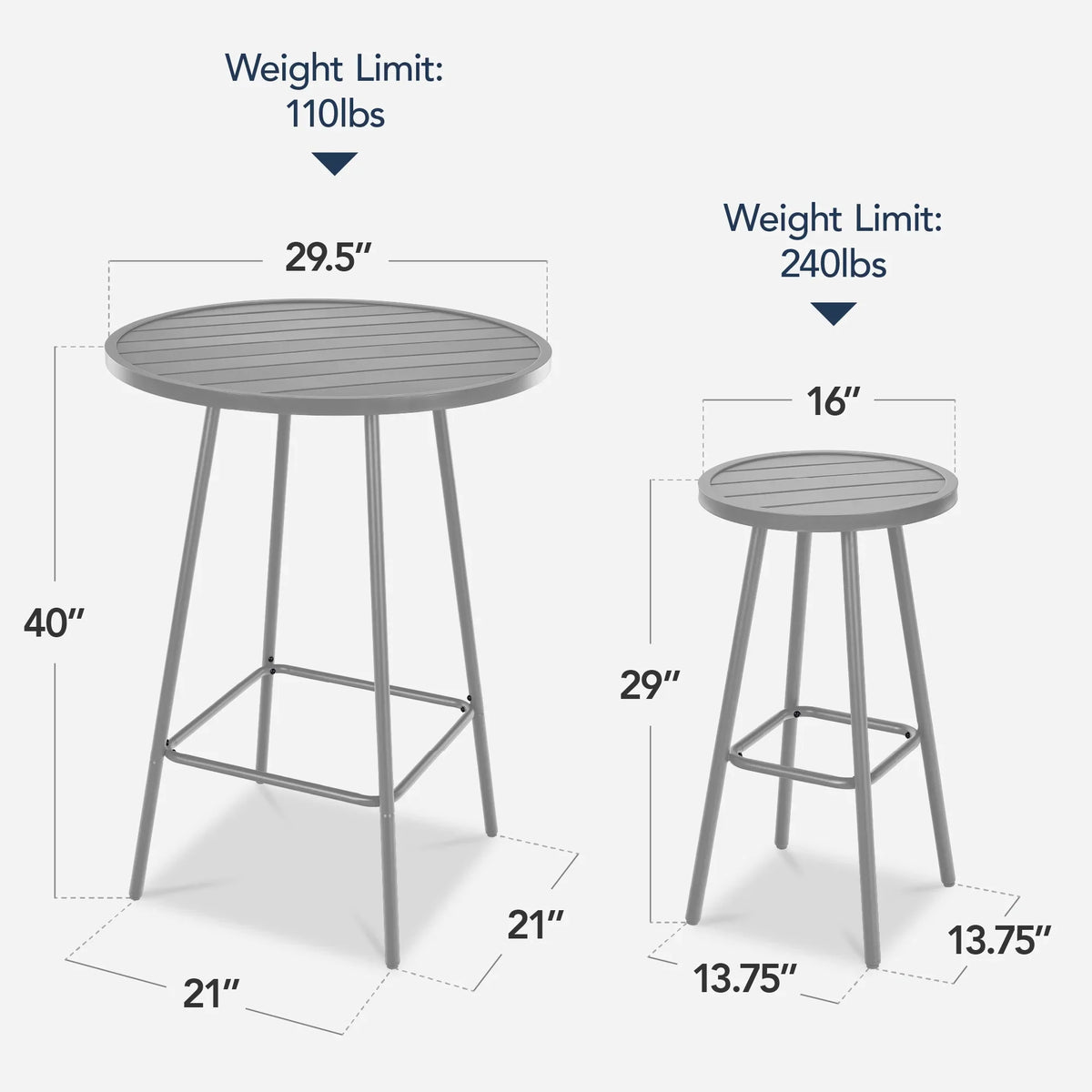 Best Choice Products 3-Piece Steel Patio Bar Height Round Bistro Set w/ Backless Stools, Slatted Design - Black