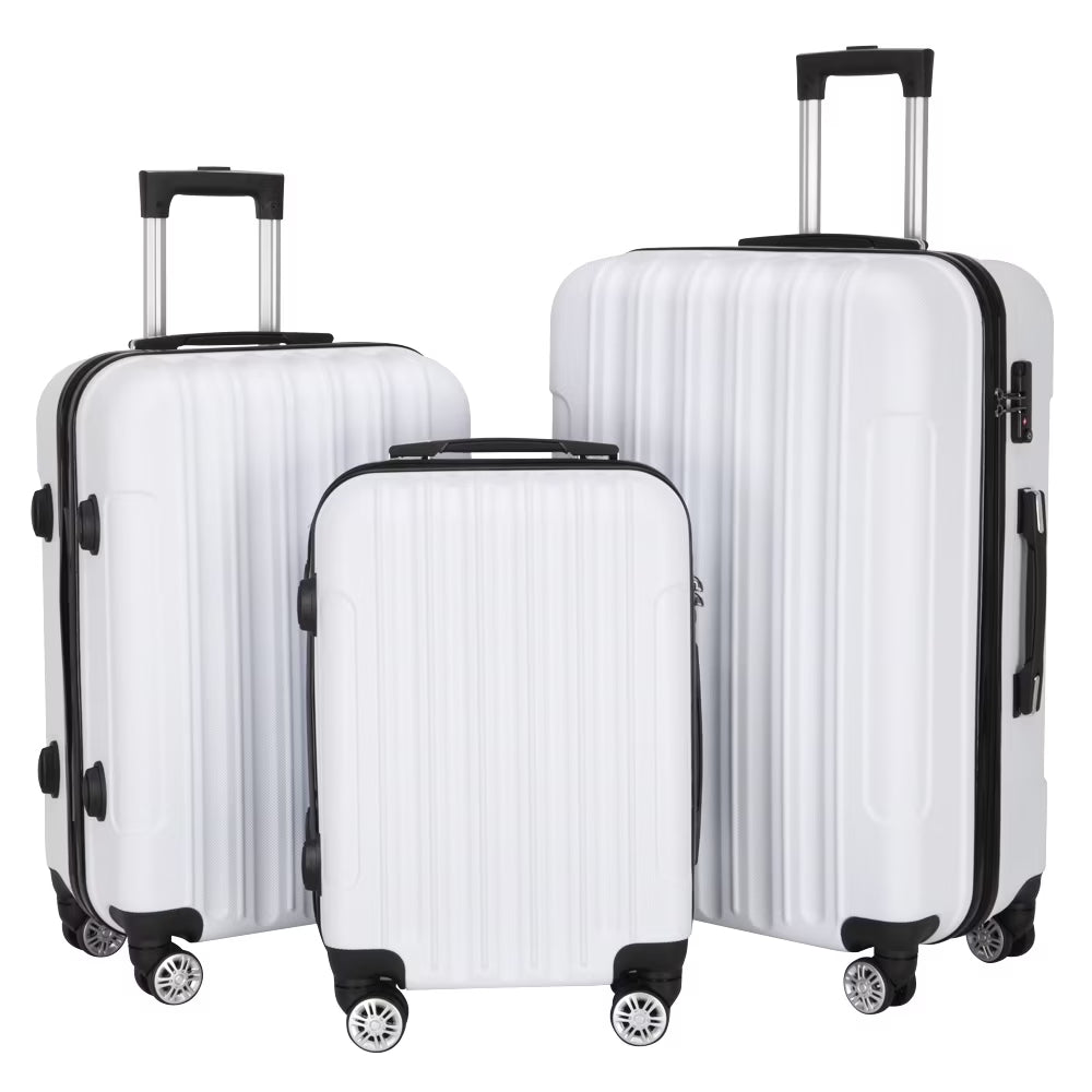 Red 3-Piece Hardshell Spinner Luggage Set (20in, 24in, 28in) - Large ABS Suitcase Set with 8 Wheels, Lightweight & Durable for Travel