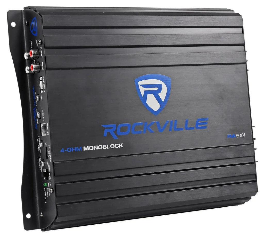 Rockville RV12.2B 1200w Dual 12" Car Subwoofer Enclosure+Mono Amplifier+Amp Kit