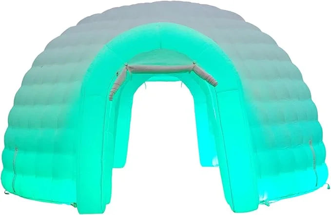 Portable White LED Lighting Inflatable Igloo Dome Tent Marquee Canopy Shelter with Air Blowerfor Exhibition Camping Party Events