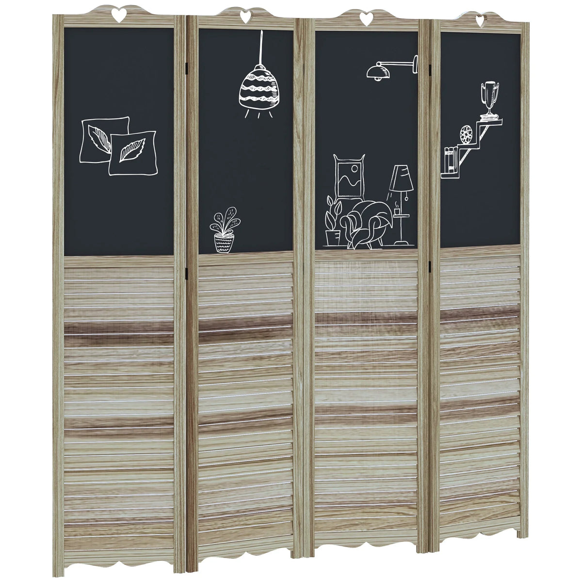 HOMCOM 5.5' 4 Panel Room Divider, Indoor Privacy Screens for Home, Brown