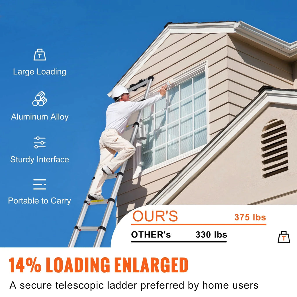 SKYSHALO Telescopic Aluminum Extension Multipurpose Portable Ladder, 10.5 ft