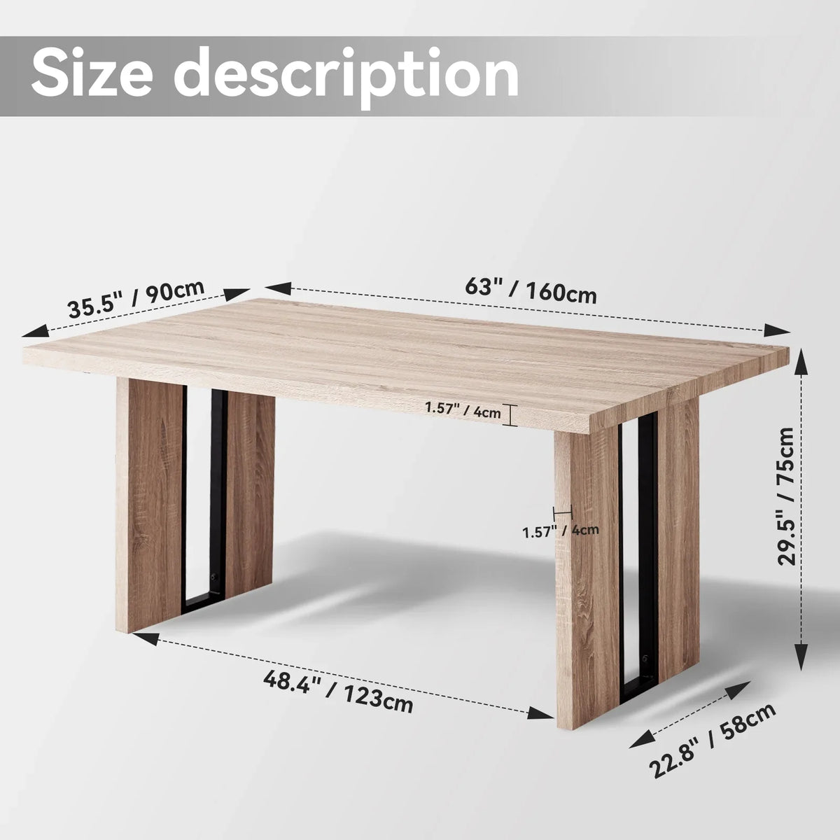 5pcs Rectangle Dining Table Chairs Set for 4, 63" Farmhouse Wood Kitchen Table with 4 Upholstered Mid Century Modern Boucle Chairs for Dinner, Living Dining Room, Apartment, Beige