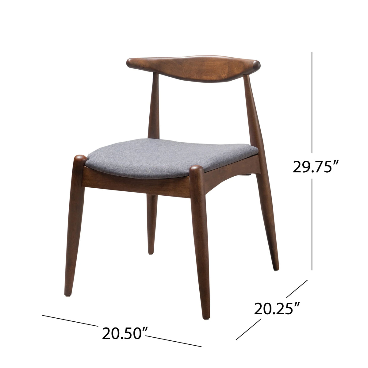 GDF Studio Virgil Mid Century Modern Fabric Upholstered Dining Chairs, Set of 2, Charcoal and Walnut