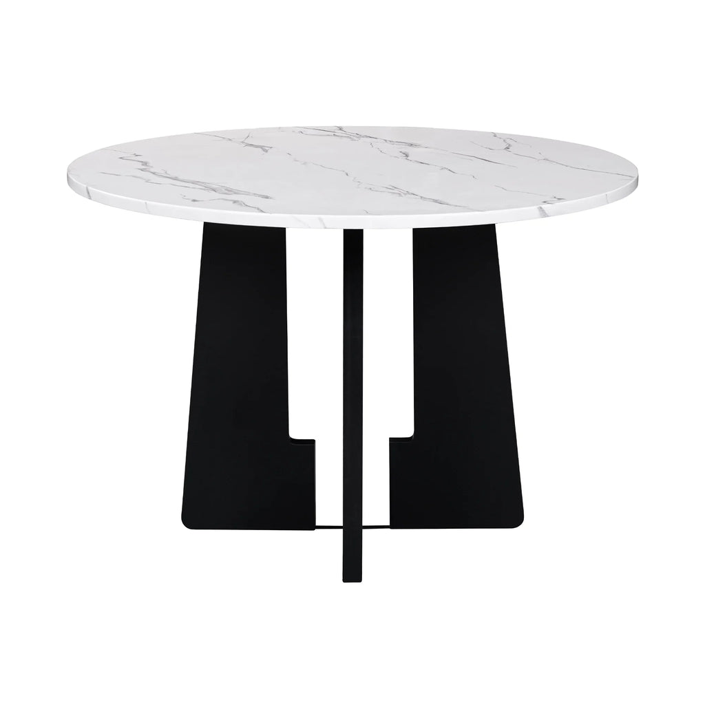 EUROCO 5-Piece Round Dining Table Set for 4, 43.3'' Kitchen Room Table with 4 Upholstered Chairs and Solid Wood Frame,Kitchen Table Set for Home Living Dining Room, Grey & Black