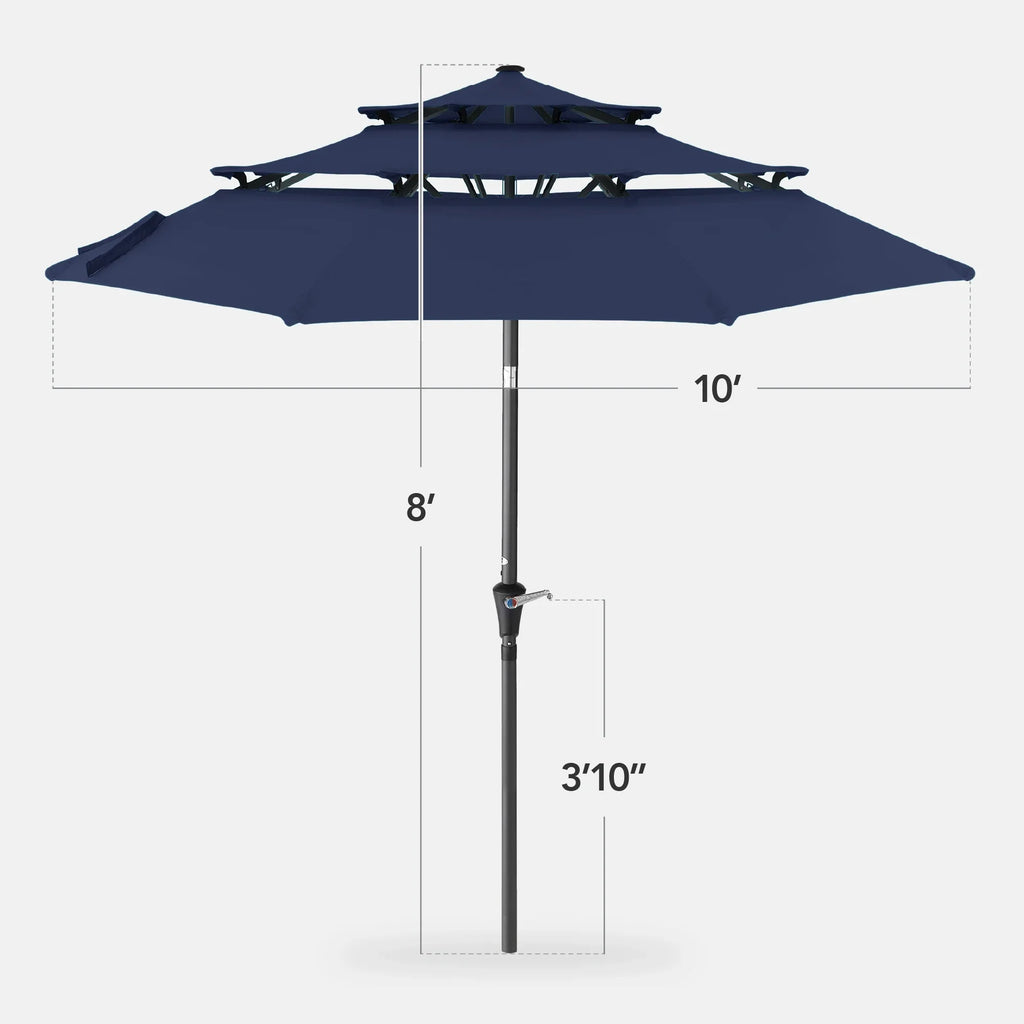Best Choice Products 10ft 3-Tier Patio Umbrella, Market Sun Shade w/ Tilt Adjustment, Easy Crank - Red