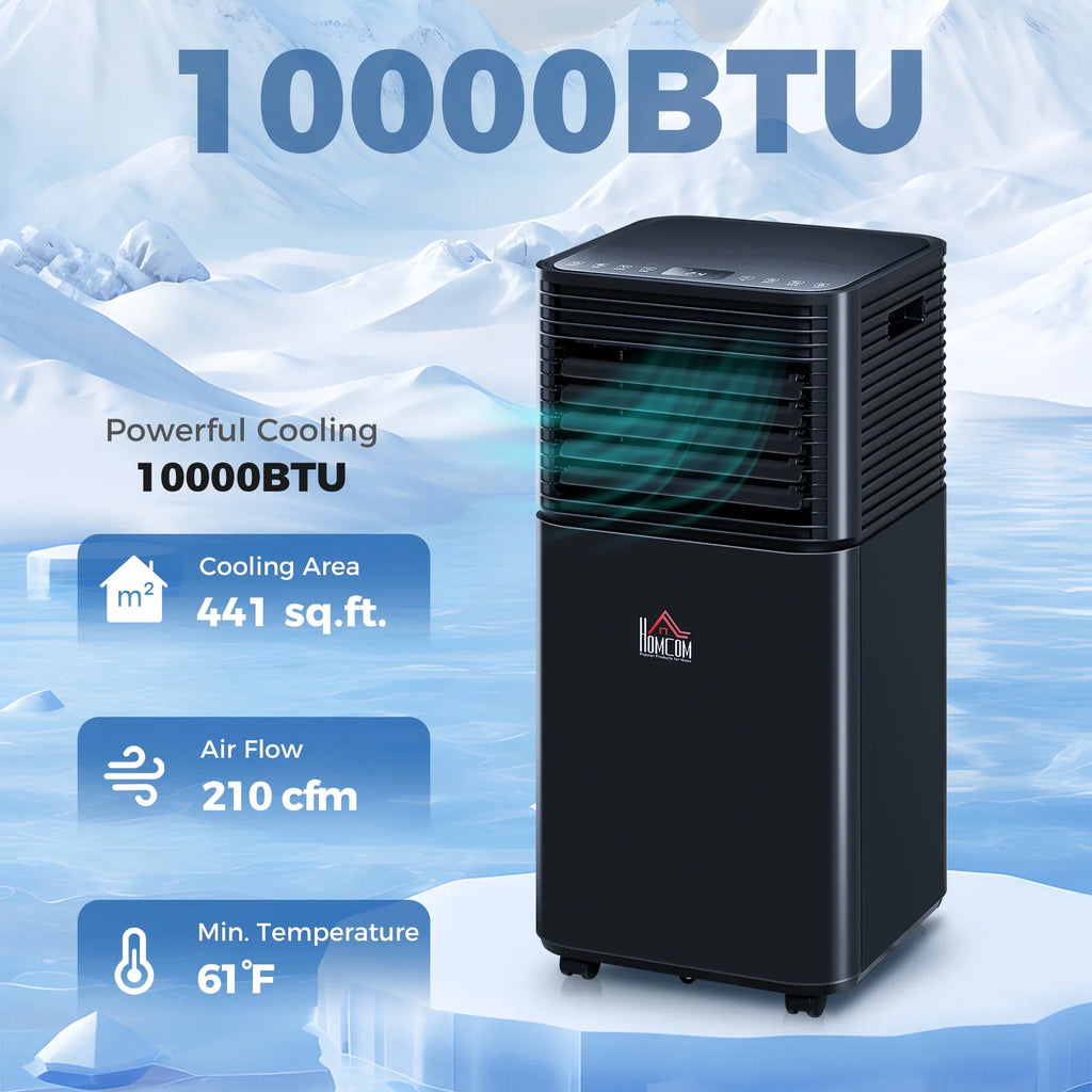 HOMCOM 8000 BTU Portable Air Conditioner with Remote, LED Display, 24H Timer, Black