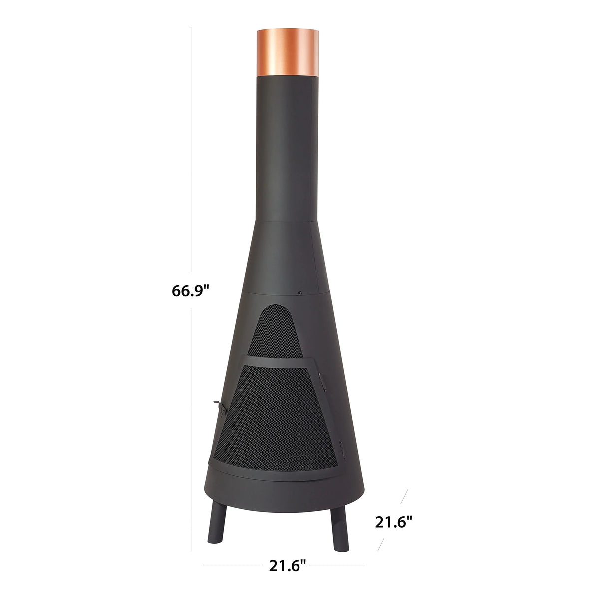 Mainstays 67�?Tall Round Powder-Coated-Black Finish Steel Wood Burning Chiminea