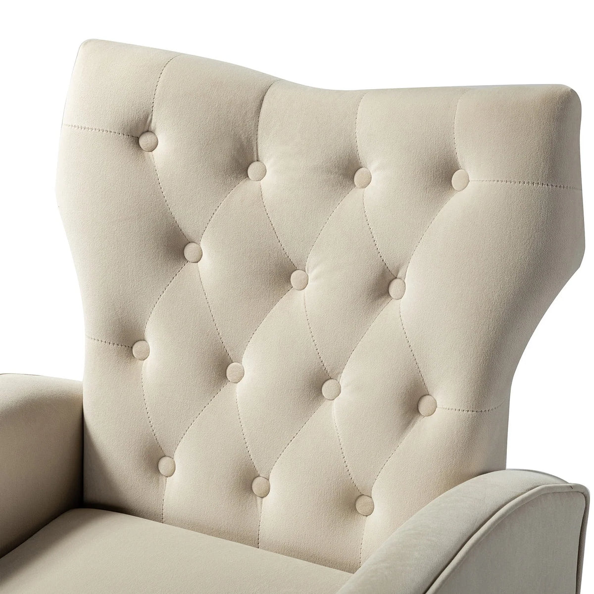 Modern Velvet Accent Chair Upholstered Sofa Armchair Button Tufted Metal Legs Adult Bedroom Home Living Room Grey