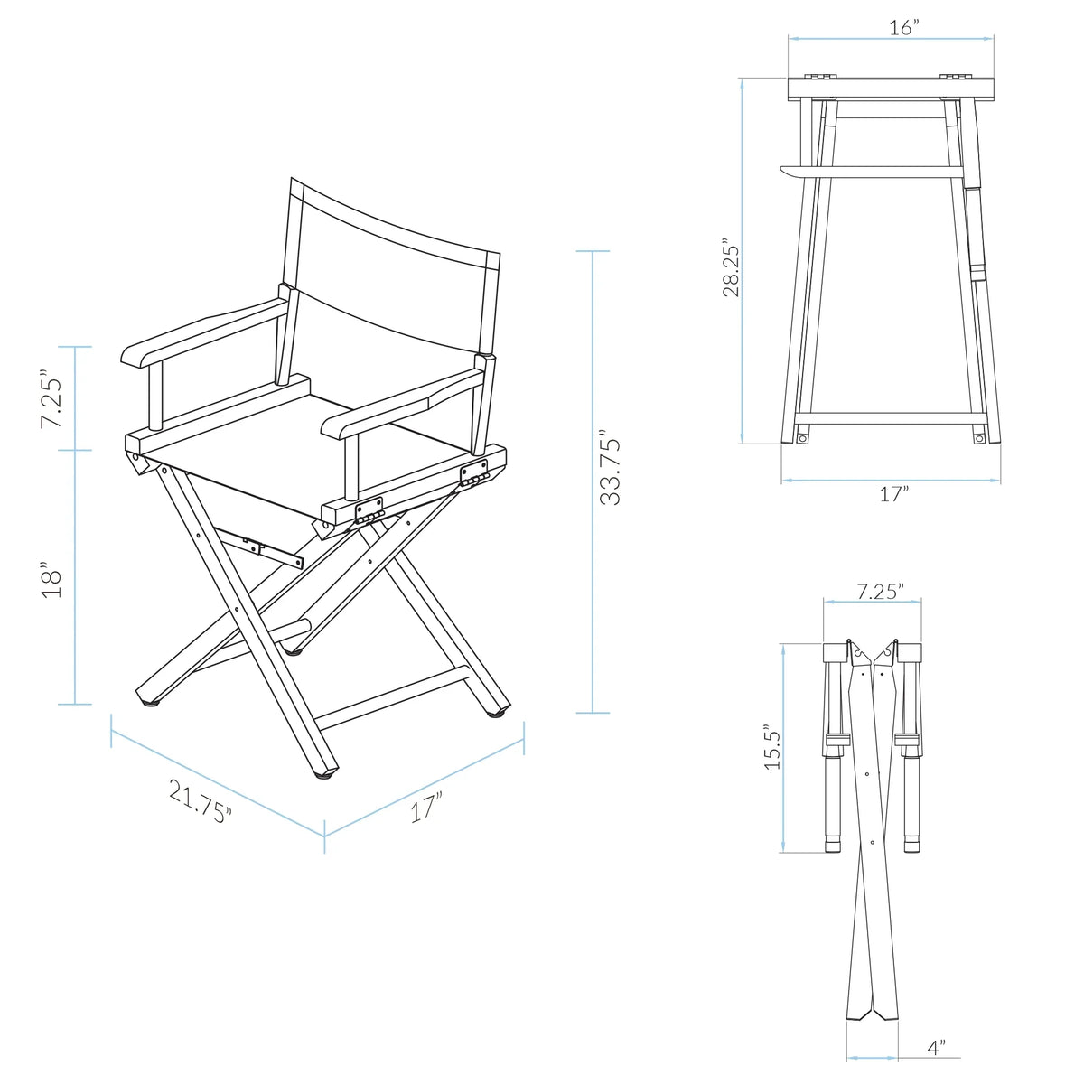 18" Director's Chair Honey Oak Frame-Tropical Sea
