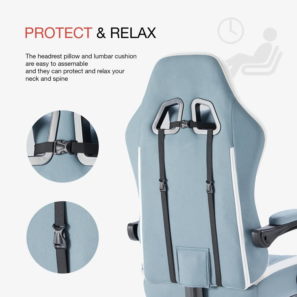 MCQ Ergonomic Swivel Gaming Chair with Headrest Lumbar Support for Home Office, Black and Grey
