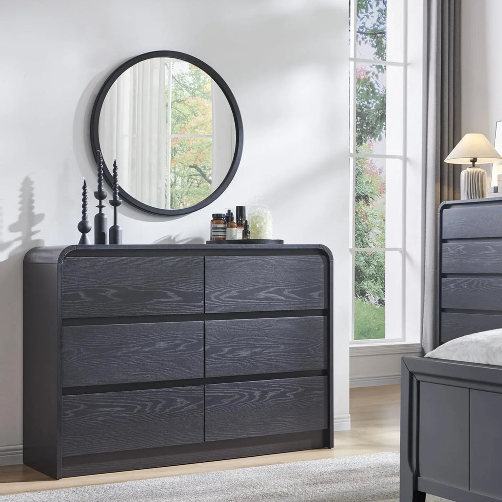 MIHOVER Modern 5 Drawer Vertical Dresser - 45'' Wood Storage Cabinet with Assembly, Chest of Drawers for Bedroom & Living Room