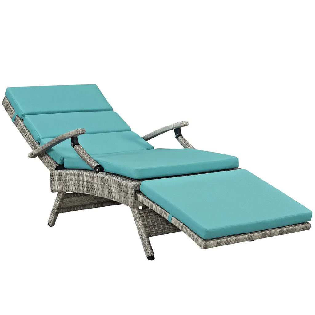 Modway Envisage Chaise Outdoor Patio Wicker Rattan Lounge Chair in Light Gray White