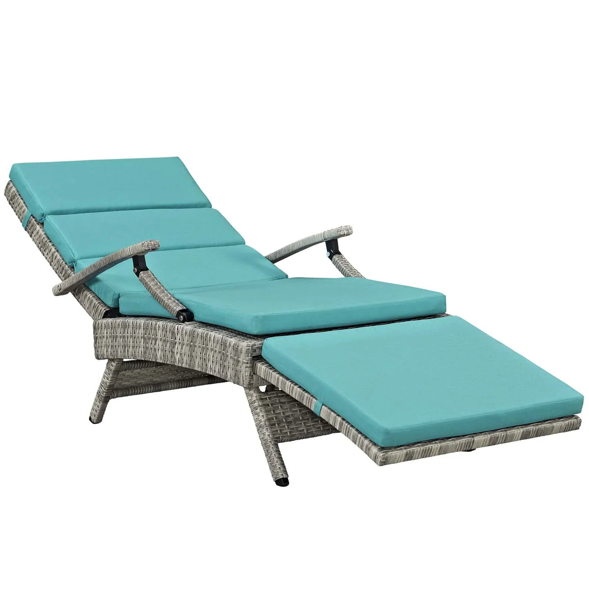Modway Envisage Chaise Outdoor Patio Wicker Rattan Lounge Chair in Light Gray White