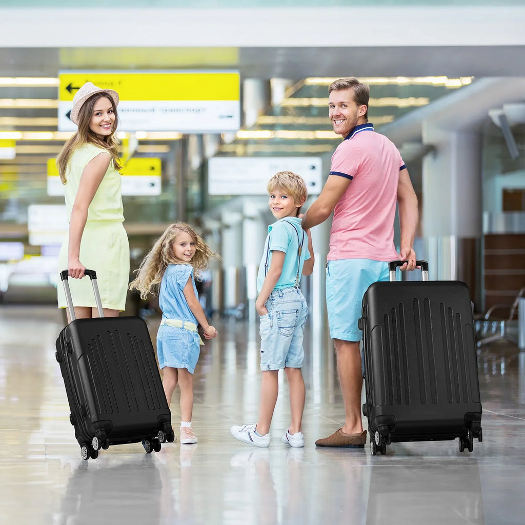 Red 3-Piece Hardshell Spinner Luggage Set (20in, 24in, 28in) - Large ABS Suitcase Set with 8 Wheels, Lightweight & Durable for Travel