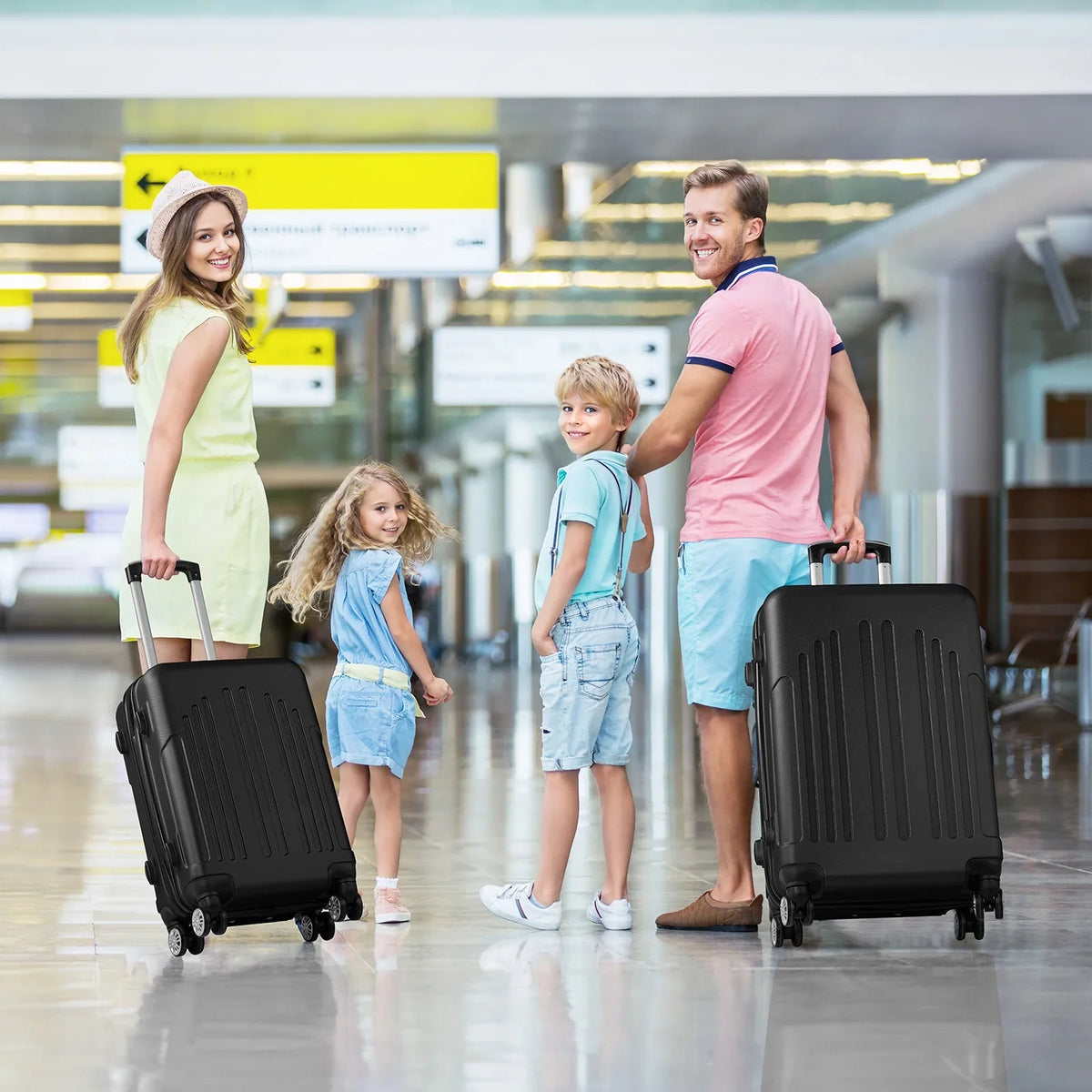 Red 3-Piece Hardshell Spinner Luggage Set (20in, 24in, 28in) - Large ABS Suitcase Set with 8 Wheels, Lightweight & Durable for Travel