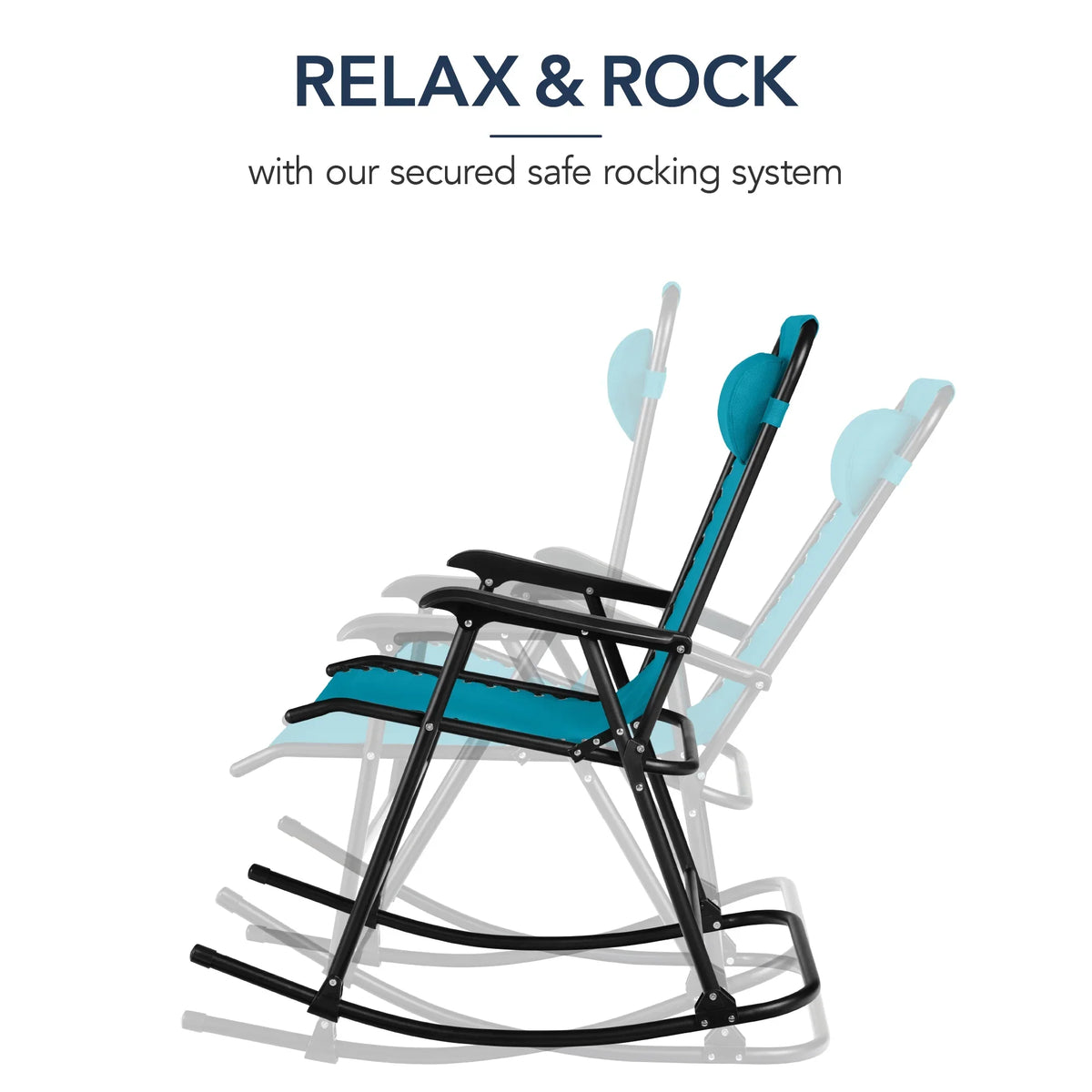 Best Choice Products Folding Outdoor Zero Gravity Rocking Lounge Chair w/ Headrest Pillow - Black