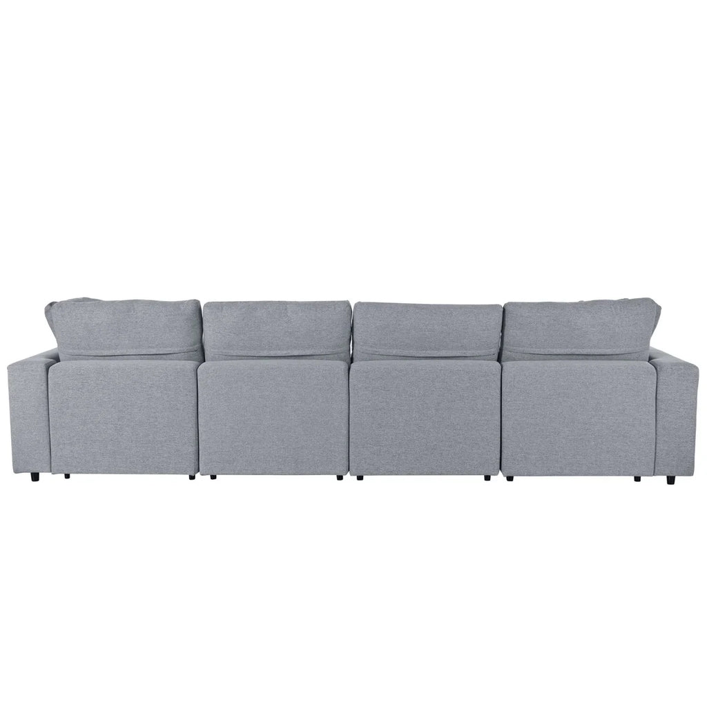 Harper & Bright Designs Convertible Modular Sectional Sofa with 2 Removable Ottomans & Pillows, Large U Shape Cloud Couch with Reversible Chaise for Living Room, Grey