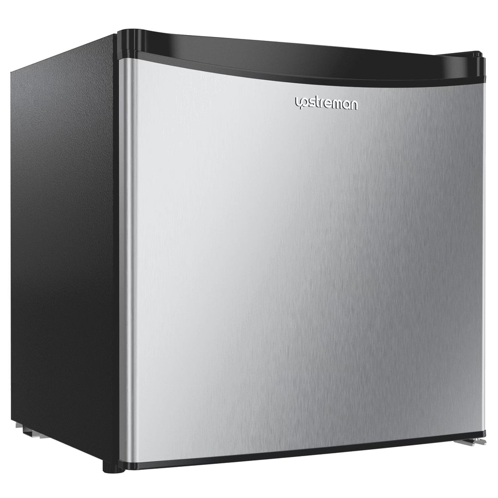 Upstreman 1.7 Cu ft Mini Fridge with Freezer Single Door Compact Refrigerator, Low Noise, Energy Saving, Adjustable Temperature, Reversible Door, for Home Office Dorm, Black FR17
