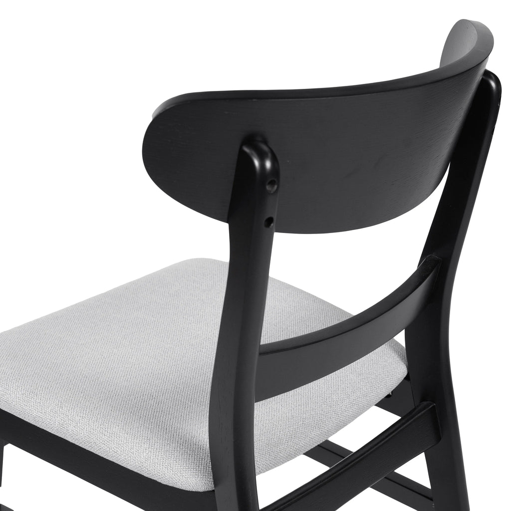 GDFSTUDIO Mid Century Modern Fabric Upholstered Rubberwood Dining Chairs, Set of 2, Dark Gray and Walnut