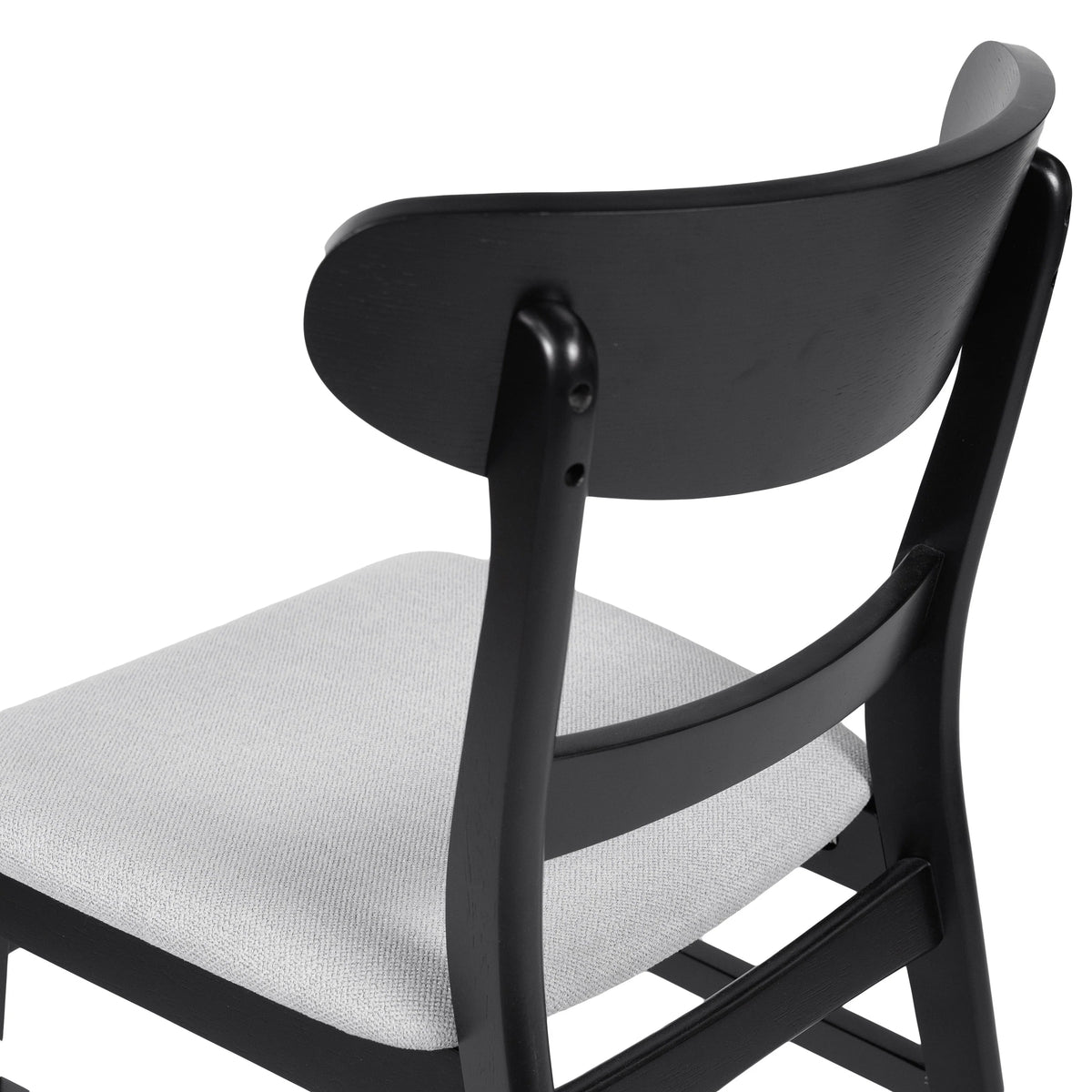 GDFSTUDIO Mid Century Modern Fabric Upholstered Rubberwood Dining Chairs, Set of 2, Dark Gray and Walnut