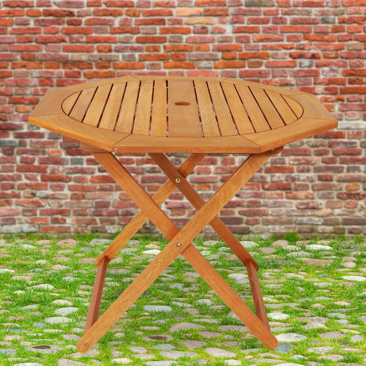 Sunnydaze 35.5" Meranti Folding Octagon Outdoor Dining Table