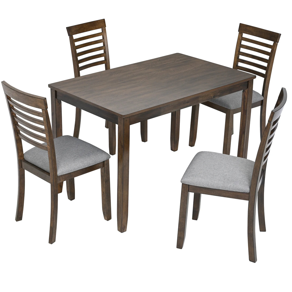 Sesslife 5 Piece Dining Set with One Rectangle Table and 4 Upholstered Chairs for 4 Persons, Dining Room Table Set for Small Place(Table+4 Chairs)
