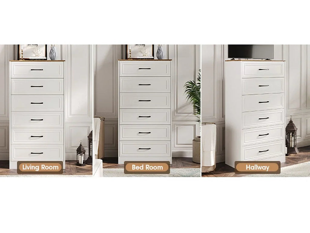 Vabches Farmhouse 5 Drawer Dresser with Metal Handle, Tall Wood Chest of Drawers for Living Room Bedroom,Dark Brown