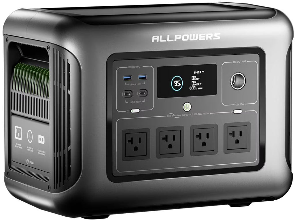 ALLPOWERS R1500 Portable Power Station 1600W, 1056Wh LiFePO4 Battery Solar Generator with 35dB Ultra-Quiet Operation, 1Hr Fast Charge, 15ms UPS for Home Backup, Indoor CPAP, Camping & RV