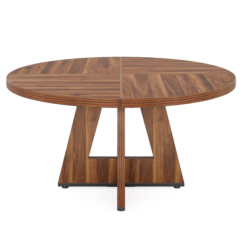 MAYEERTY Round Dining Table for 4, 47" Wood Kitchen Table Farmhouse Dinner Table