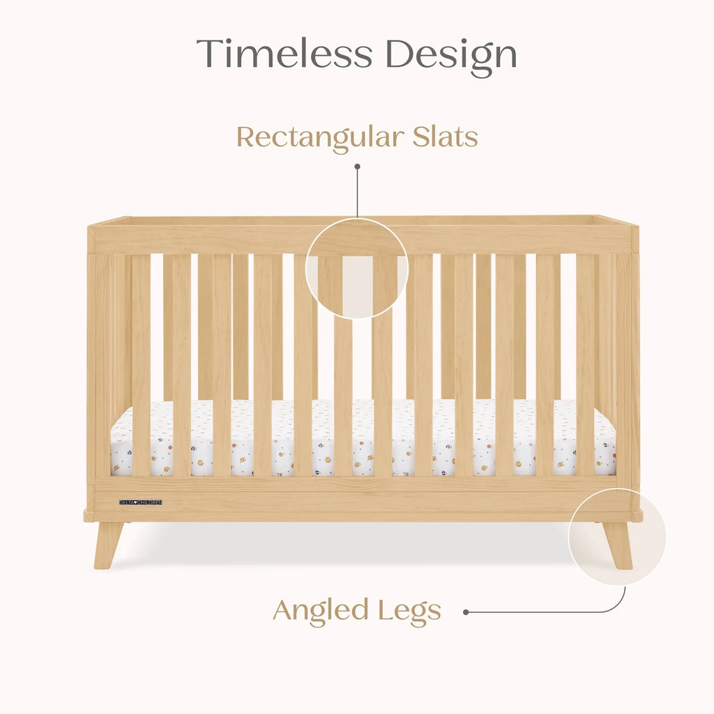 Delta Children Frankie 4-in-1 Convertible Crib - Greenguard Gold Certified, Black with Natural