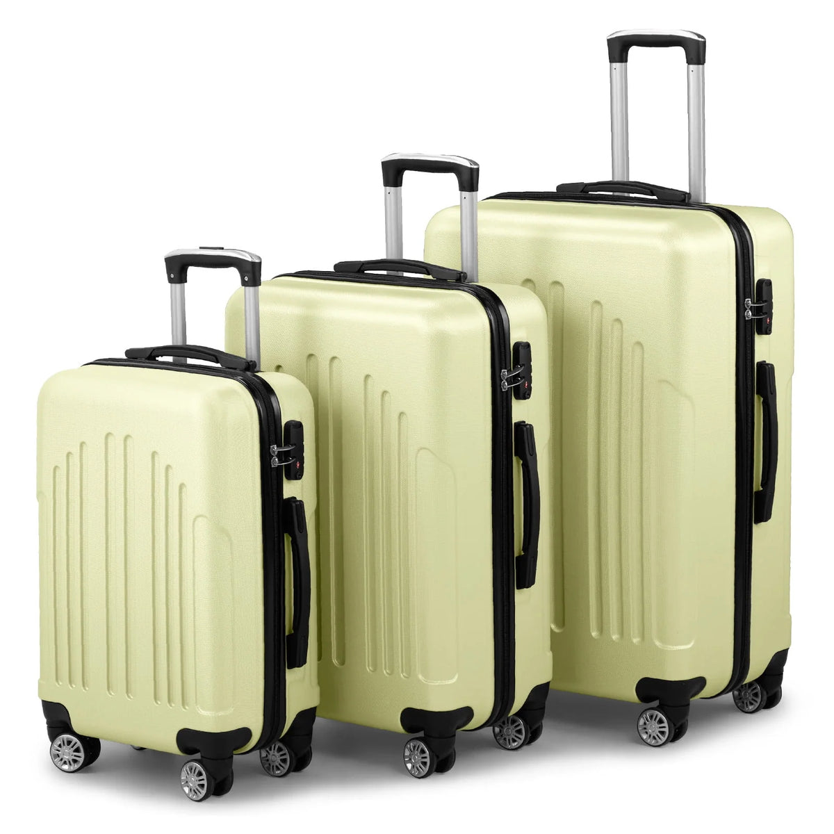 Red 3-Piece Hardshell Spinner Luggage Set (20in, 24in, 28in) - Large ABS Suitcase Set with 8 Wheels, Lightweight & Durable for Travel