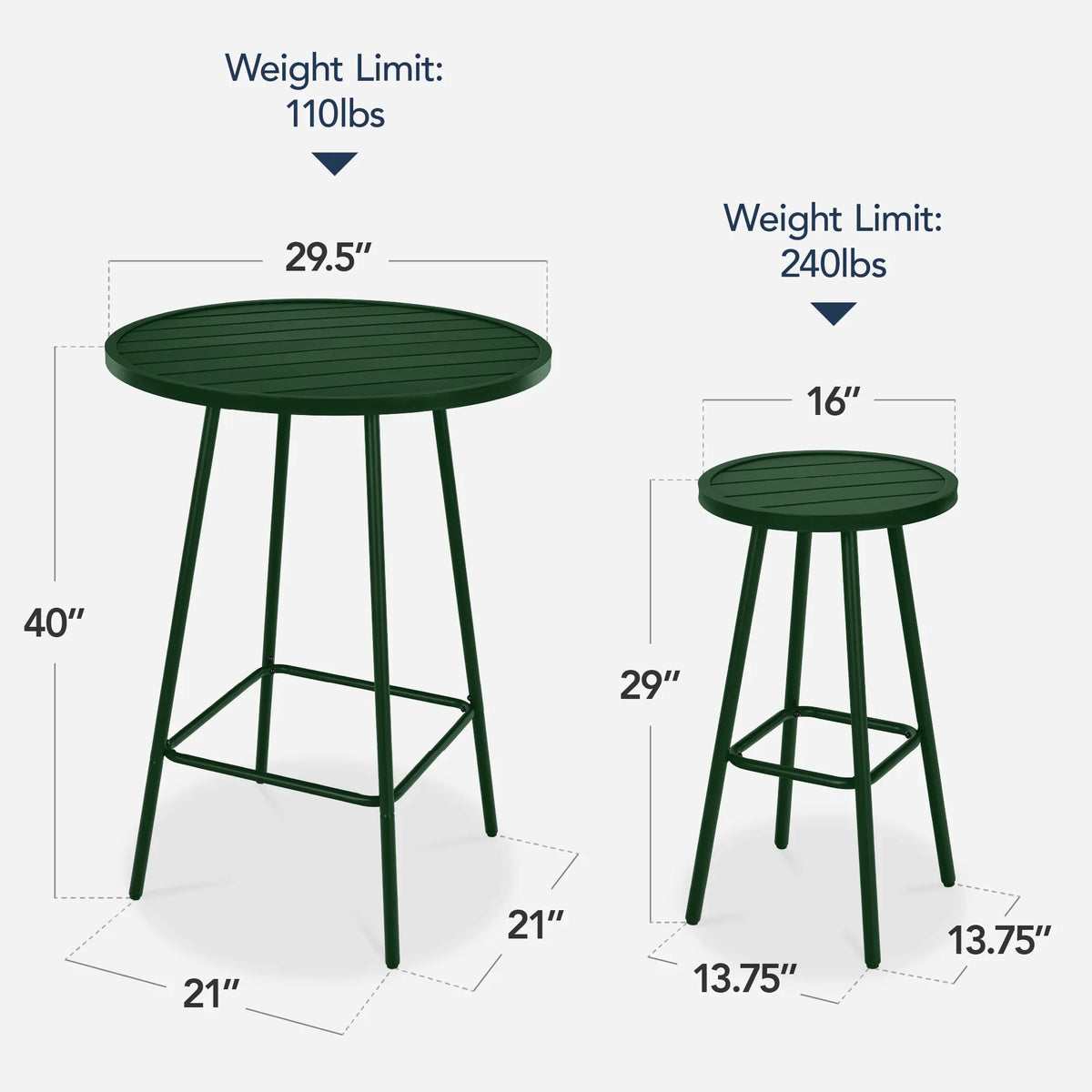 Best Choice Products 3-Piece Steel Patio Bar Height Round Bistro Set w/ Backless Stools, Slatted Design - Black