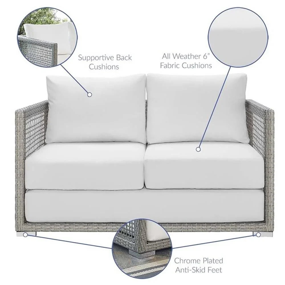 Afuera Living Wicker Patio Loveseat in Gray