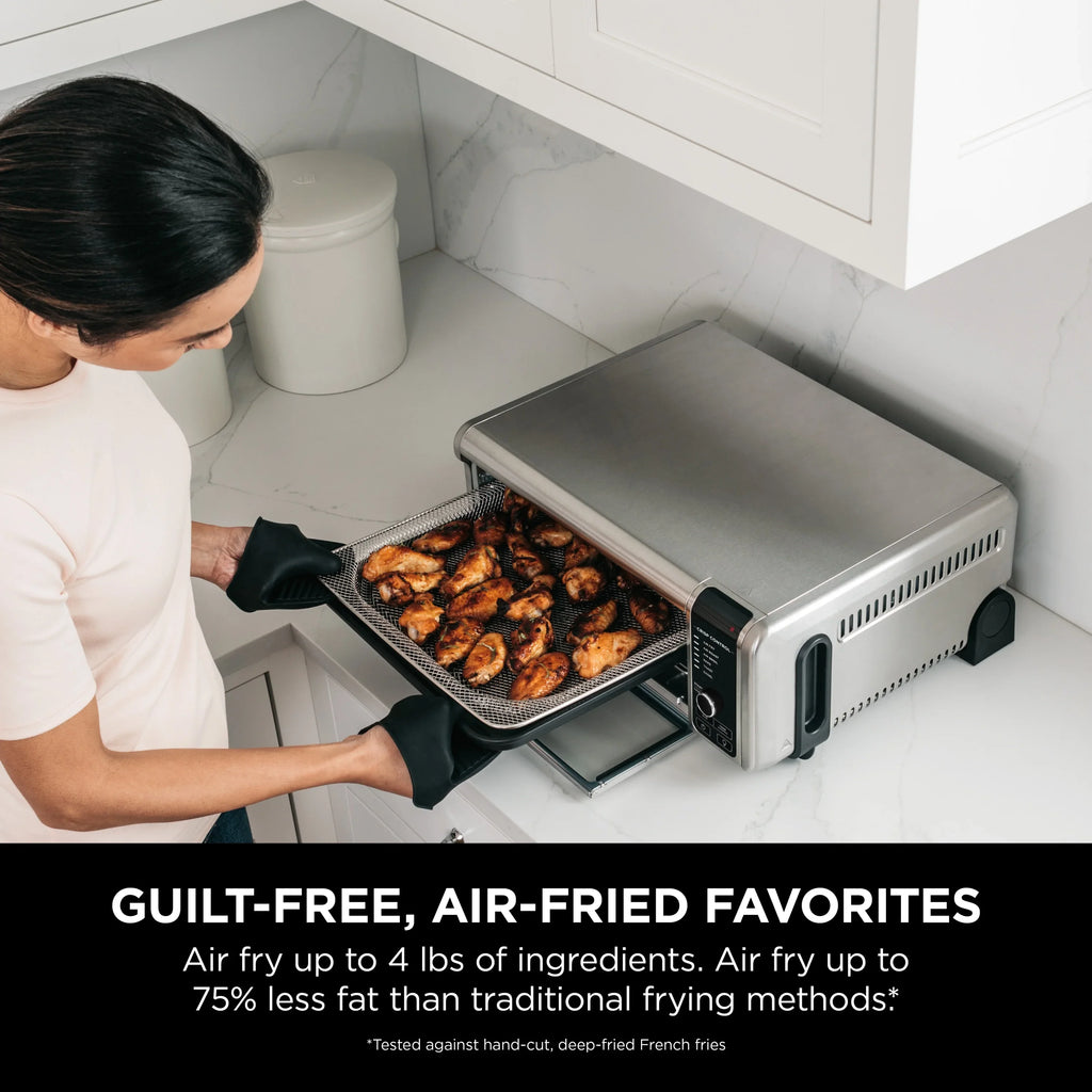 The Ninja Foodi Digital Air Fry Oven, Convection Oven, Toaster, Air Fryer, Flip-Away for Storage, 1800 watts, Stainless Steel, SP100