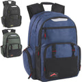 24 Pack of Bulk Wholesale Heavy Duty, Reflective, Dual Compartment, Multi-Pocket, Laptop Backpacks for Work, School, College, Classrooms, Charity and Homeless Donation in Male Colors Pack