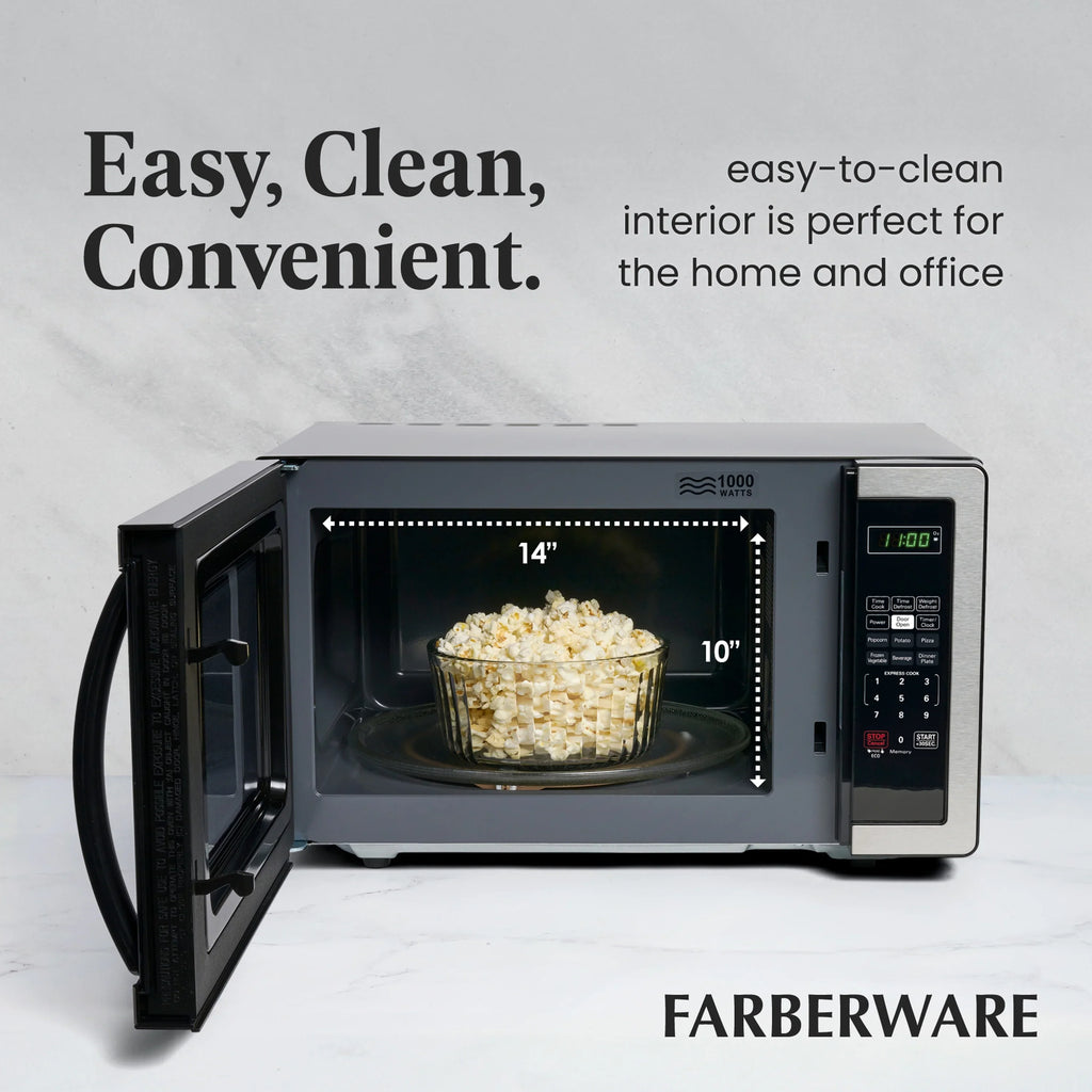 Farberware 1.1 Cu. Ft. 1000-Watt Compact Microwave Oven, Black