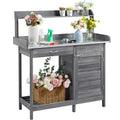 Renwick Outdoor Garden Potting Bench W/Cabinet Drawer Open Shelf, Gray