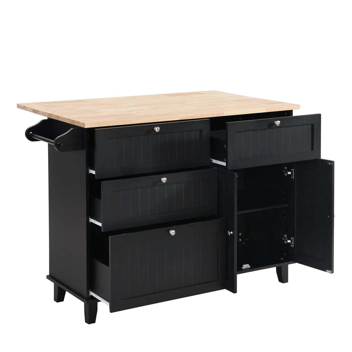 Kitchen Island with Storage, Portable Kitchen Island on Wheels with Drop-Leaf and 2 Stools, Built-in 4 Drawers and Towel Rack, Rolling Kitchen Island Cart for Home, Kitchen and Dining Room, White