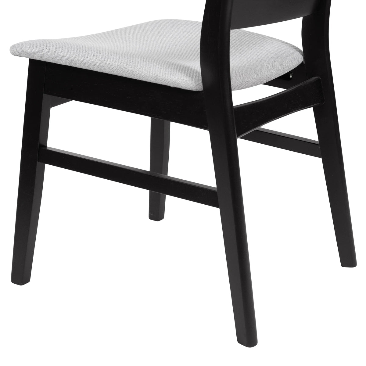 GDFSTUDIO Mid Century Modern Fabric Upholstered Rubberwood Dining Chairs, Set of 2, Dark Gray and Walnut
